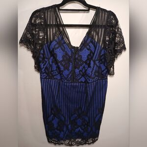 Rosegal Blue and Black Lace Dress